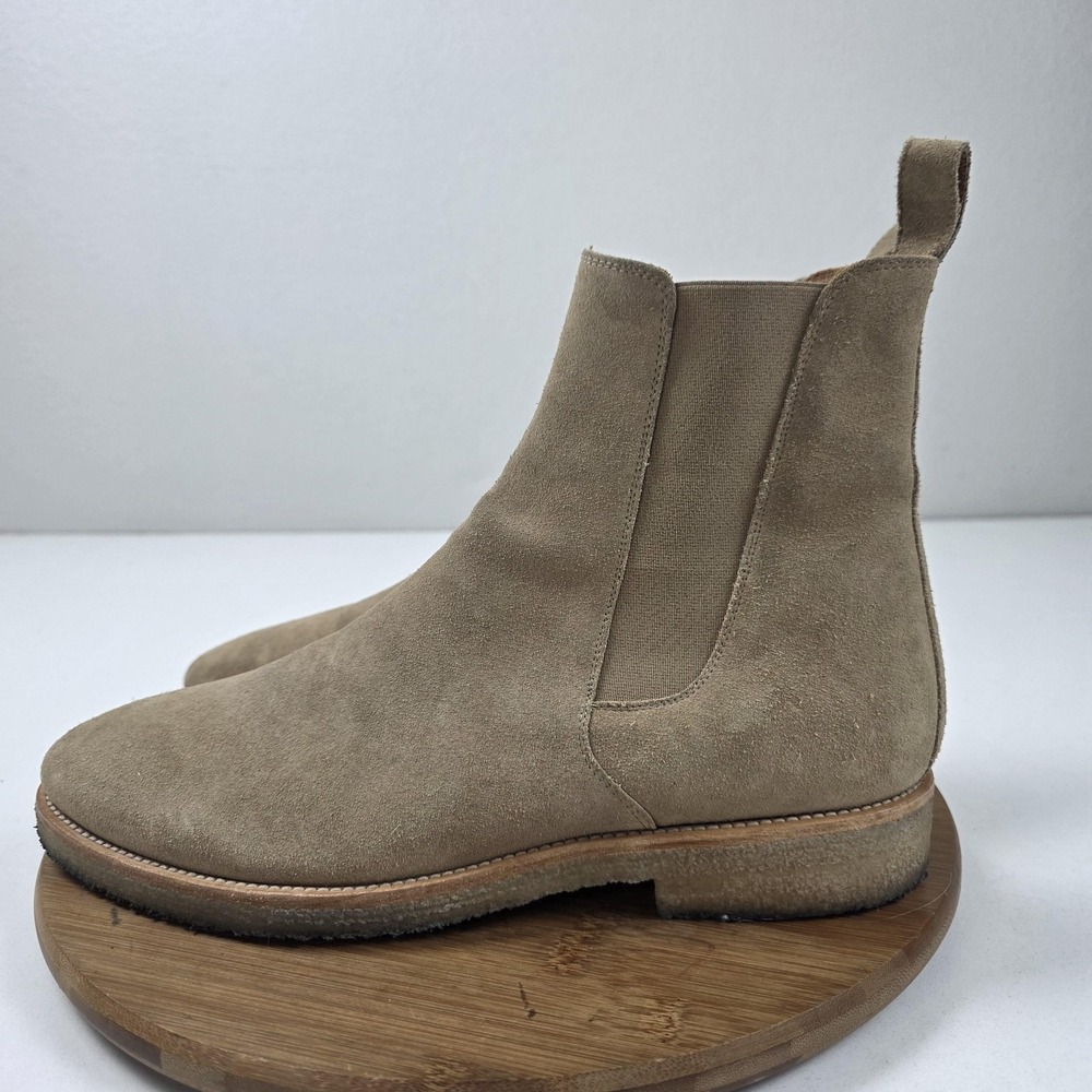 Oro Boots Mens Size 10 Beige Suede Chelsea Pull On Crepe Sole Ankle Casual